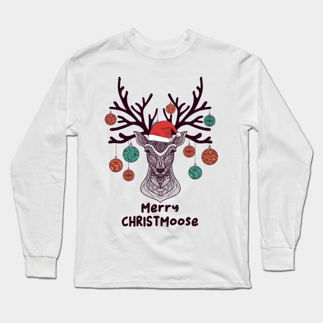 Merry Christmoose Holiday Long Sleeve T-Shirt by Skylane